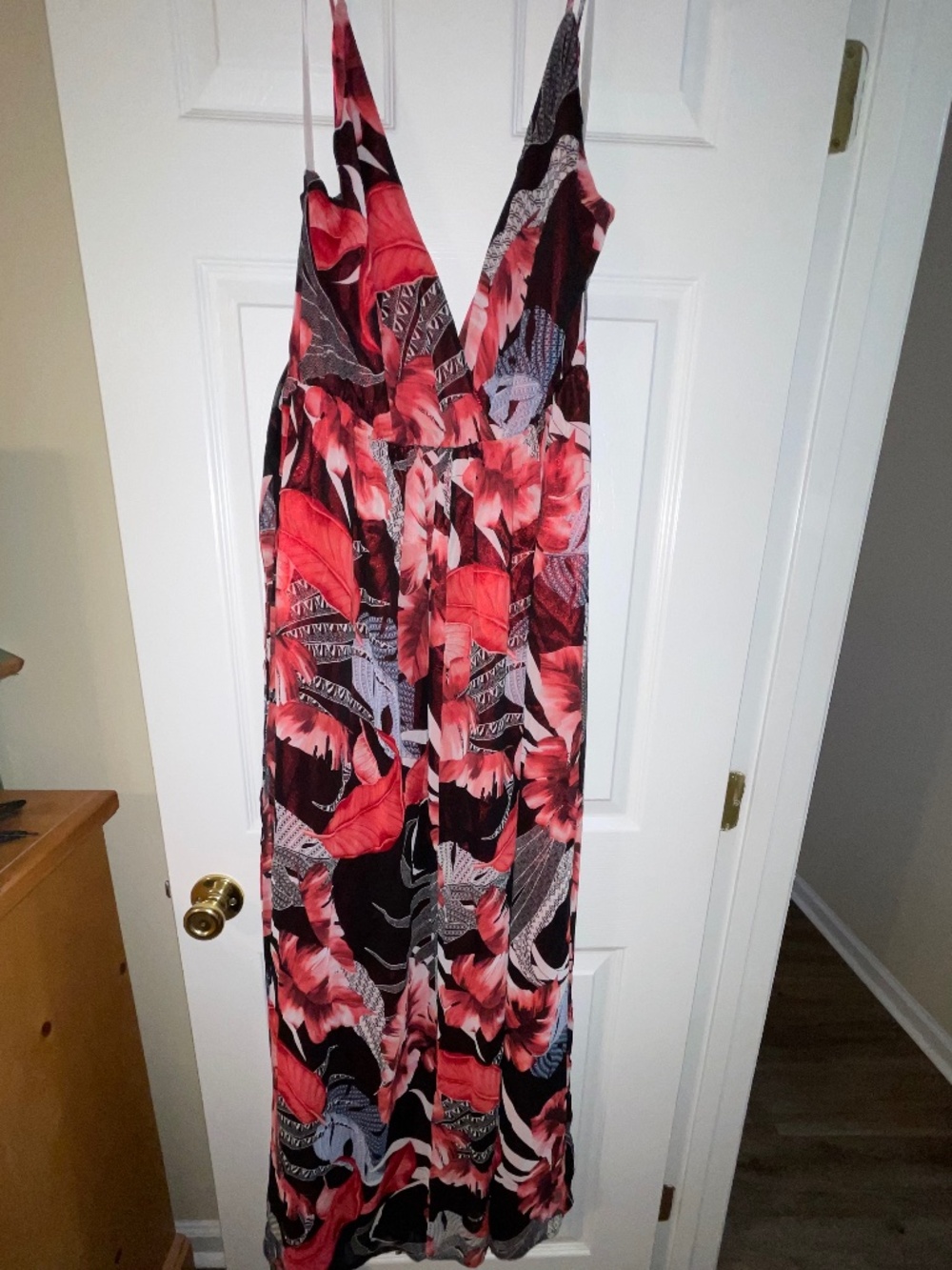 Plus Size Red Floral Maxi Dress 1X